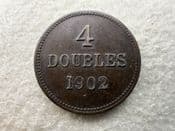Guernsey, 4 Doubles 1902 H, VF Edge Knock, CS11601