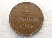 Guernsey, 4 Doubles 1914 H, VF, CS12852