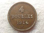 Guernsey, 4 Doubles 1914 H, VF, CS13681