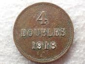 Guernsey, 4 Doubles 1918 H, Fair, CS13797