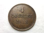 Guernsey, 4 Doubles 1918 H, VF, CS6115