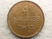 Guernsey, 4 Doubles 1945 H, VF, CS12792