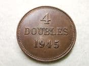 Guernsey, 4 Doubles 1945 H, VF, CS8921