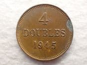 Guernsey, 4 Doubles 1945 H, VF Green Spot, CS12455