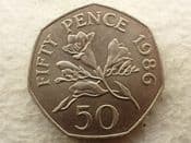 Guernsey, 50 Pence 1986 (Freesia, Low Mintage), EF, CS13976
