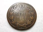Guernsey, 8 Doubles 1864, Fair, CS6151