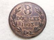 Guernsey, 8 Doubles 1903 H, Cleaned F, CS10725