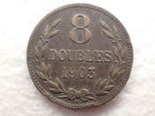 Guernsey, 8 Doubles 1903 H, F Edge Knocks, CS12461