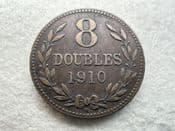 Guernsey, 8 Doubles 1910 H, GF, CS11515