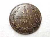 Guernsey, 8 Doubles 1914 H, VF, CS6406