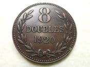 Guernsey, 8 Doubles 1920 H, VF, CS8936