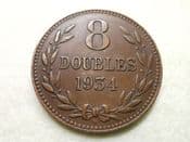 Guernsey, 8 Doubles 1934 H, VF, CS8880
