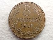 Guernsey, 8 Doubles 1945 H, VF, CS12959