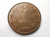 Guernsey, 8 Doubles 1945 H, VF, CS7176