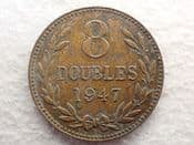 Guernsey, 8 Doubles 1947 H, Dirty AVF, CS13013