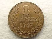 Guernsey, 8 Doubles 1947 H, GVF, CS13972