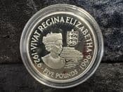 Guernsey, Silver (.925), 5 Pounds 1996 (QEII 70th Birthday), No CIA, OS699