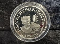Guernsey, Silver (.925), 5 Pounds 1996 (QEII 70th Birthday), No CIA, OS699