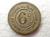 Hampshire, Portsea Island, Sixpence Co-Op Token, F, CS13812