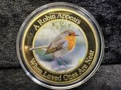 Heritage Mint, "A Robin Appears" Gold Plated Medal, No COA, OS1846