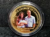 House of Windsor, 2013 Gold Plated Swarovski Medal (Prince George), No COA, OS1196