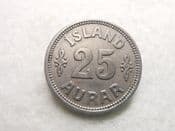 Iceland, 25 Aurar 1937, VF, CS9955