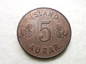 Iceland, 5 Aurar 1946, VF, CS8656