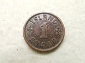 Iceland, One Eyrir 1940, VF, CS10458