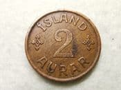 Iceland, Two Aurar 1940 N GJ, VF, CS8791