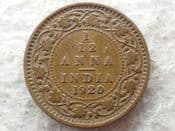 India, 1/12th Anna 1920, AF, CS13772