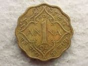 India, One Anna 1943, F, CS13153