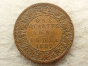 India, Quarter Anna 1887, Fair, CS13973