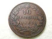 Italy, 10 Centesimi 1863, F, CS9050