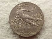 Italy, 20 Centesimi 1909 R, VF, CS13634