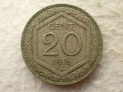 Italy, 20 Centesimi 1918 R, VF, CS14221