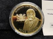 Leaders of WWII, Gold Plated Medal (Churchill), Incorrect COA, OS1638