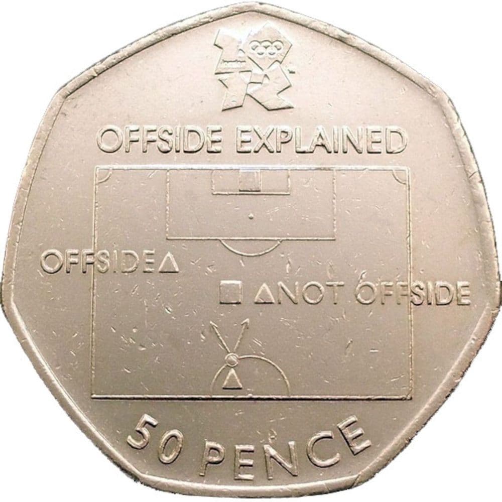 London Olympics 50p 2011 Football Offside Rule Circulated Choose Quantity