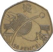 London Olympics, 50p 2011, Table Tennis, Circulated, Choose Quantity