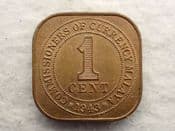 Malaya, One Cent 1943, AEF, CS12612