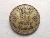 Morocco, 20 Francs AH1371 (1952), F, CS10117