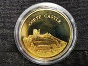 National Trust, Corfe Castle, Gold Plated Souvenir Medal, OS1562