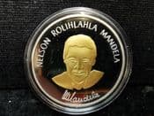 Nelson Mandela, Gold & Silver Plated Medal, No COA, OS1216