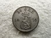 Norway, Silver (.600), 25 Ore 1876, VF, CS11371