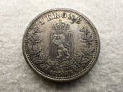 Norway, Silver (.800), One Krone 1888 (Rare), VF, CS11302