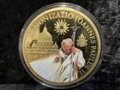 Pope John Paul II, 2014 Gold Plated 110g Medal, With COA, OS941