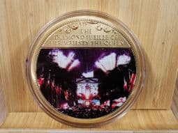 QEII Diamond Jubilee, Buckingham Palace Concert, 2012 Large Gold Plated Medal, With COA, OS397