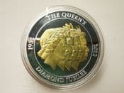 QEII Diamond Jubilee, Silver & Gold Plated & Swarovski Large 2012 Medal, No COA, OS050