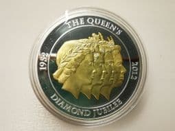 QEII Diamond Jubilee, Silver & Gold Plated & Swarovski Large 2012 Medal, No COA, OS050