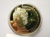 QEII Portaits, 1952 Accession, Large Gold Plated 2012 Medal, OS069
