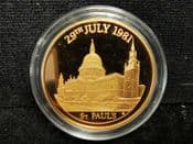 Royal Wedding, 1981 Gold Plated Souvenir Medal, No COA, OS1567